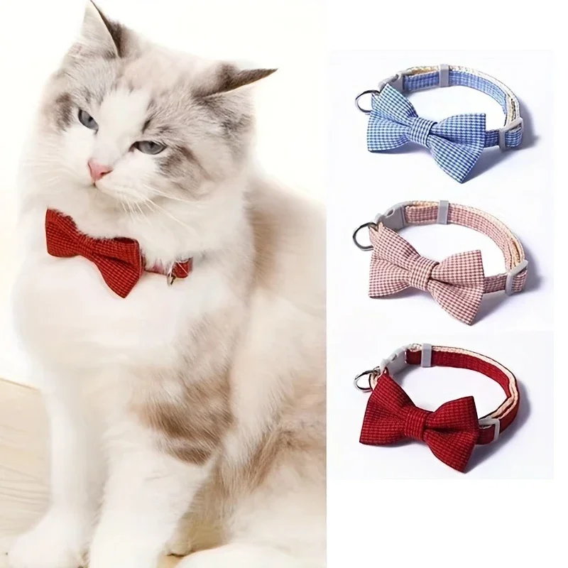Cute Cat Collar with Bow Tie Adjustable Design Pet Dogs Cats Puppy Necklace Pet Supplies 1005012219488967