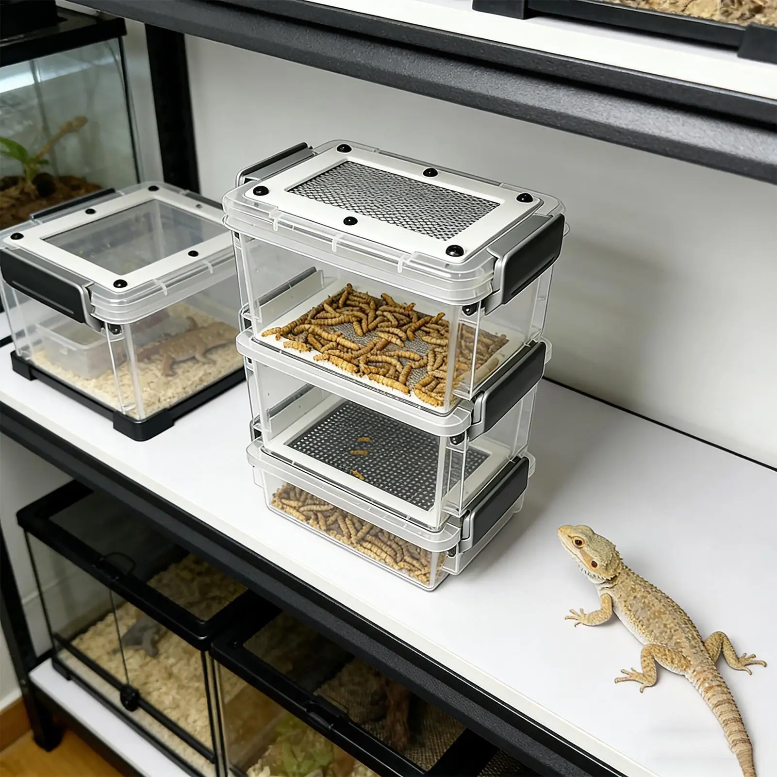 Layer Mealworm Breeding Kit Silkworm Feeder Bin Corn Worm Breeder Box for Pet Parents Animal 1005012234000376