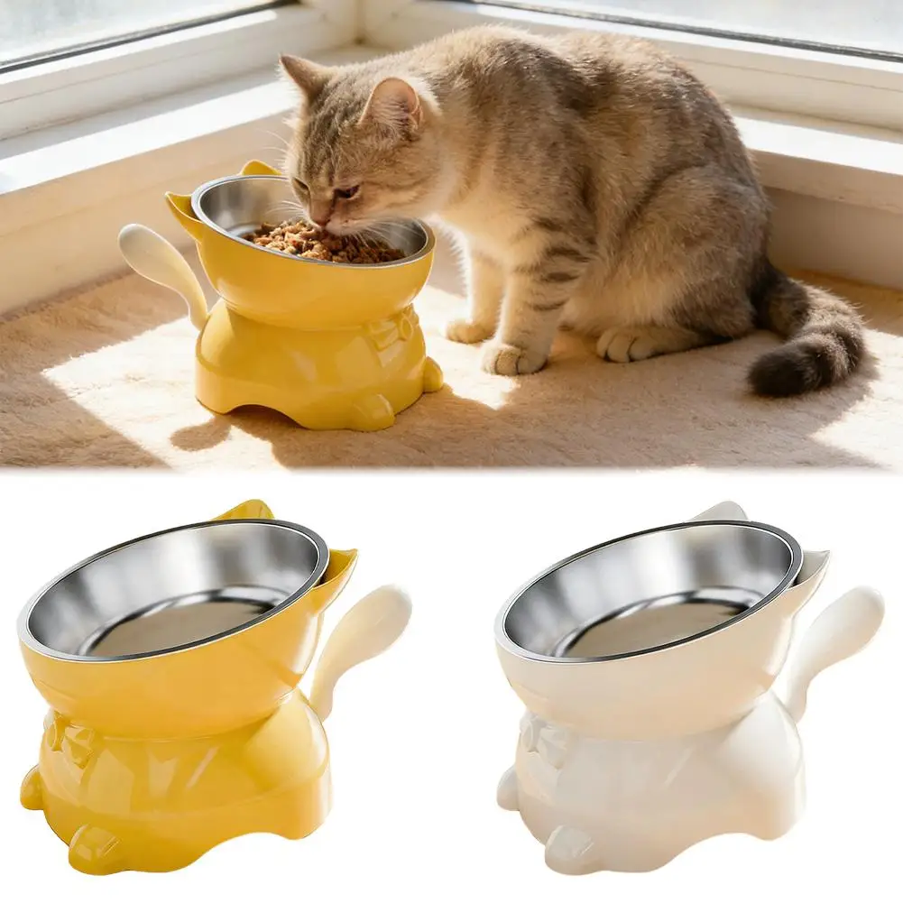 Creative Cat Head Shaped Bowl Cat Food Bowl High Footed Rice Bowl Water Bowl Anti Knock Slanted Cat 1005012236161000