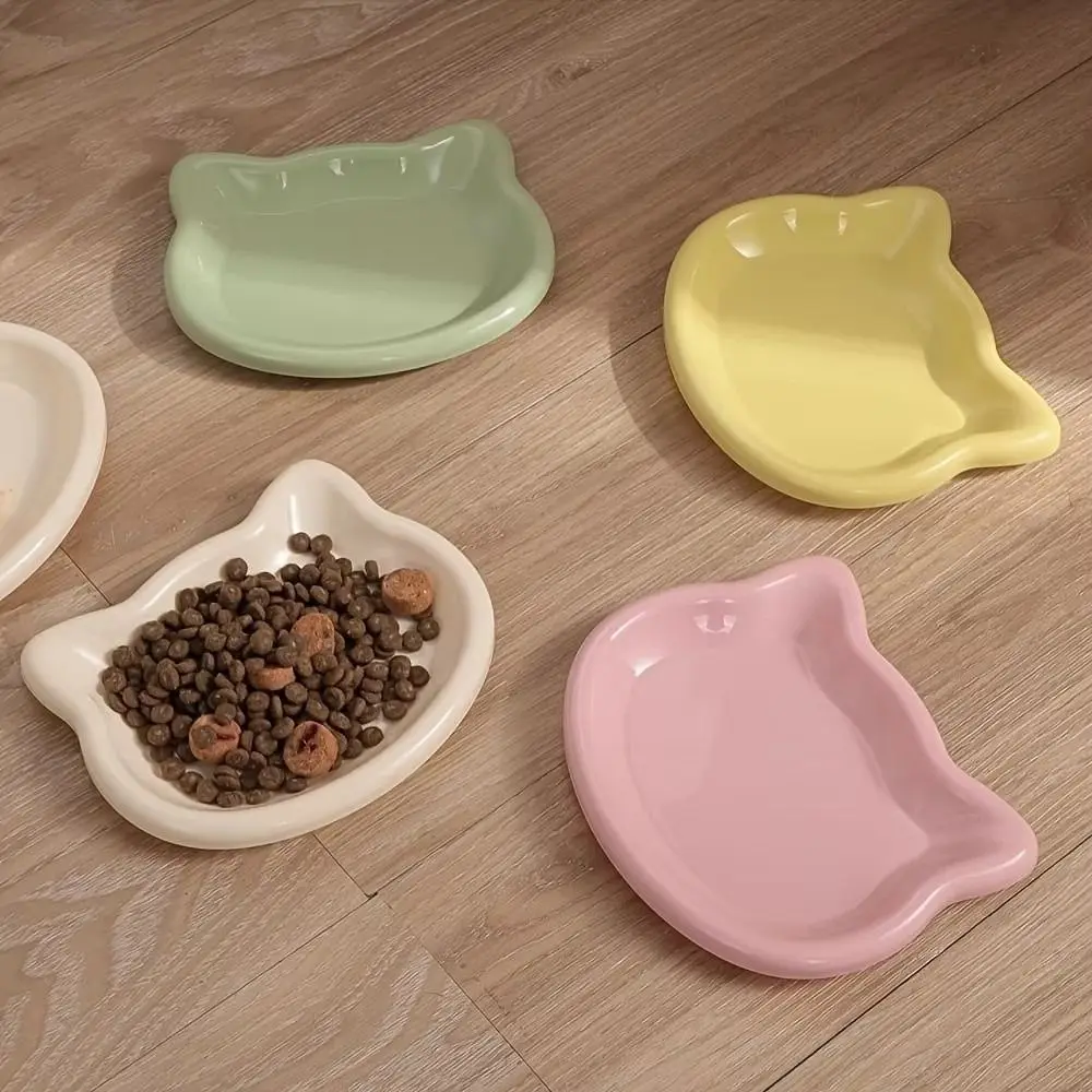 Cute Cat Shape Cat Bowl Non-Slip Anti-Fall Flip Cat Plates Plastic Cat Food Bowl Pet Feeding 1005012269234273