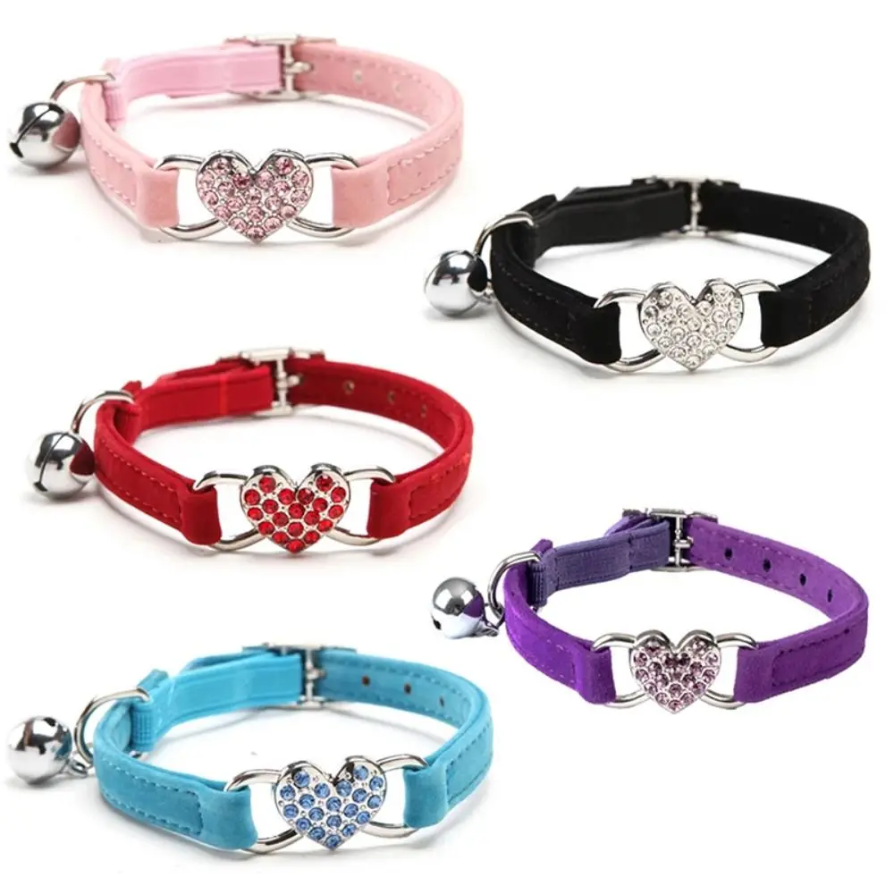 Safety Heart Bell Cat Collar Elastic Adjustable Adjustable Colored Diamonds Soft 1005012280841809
