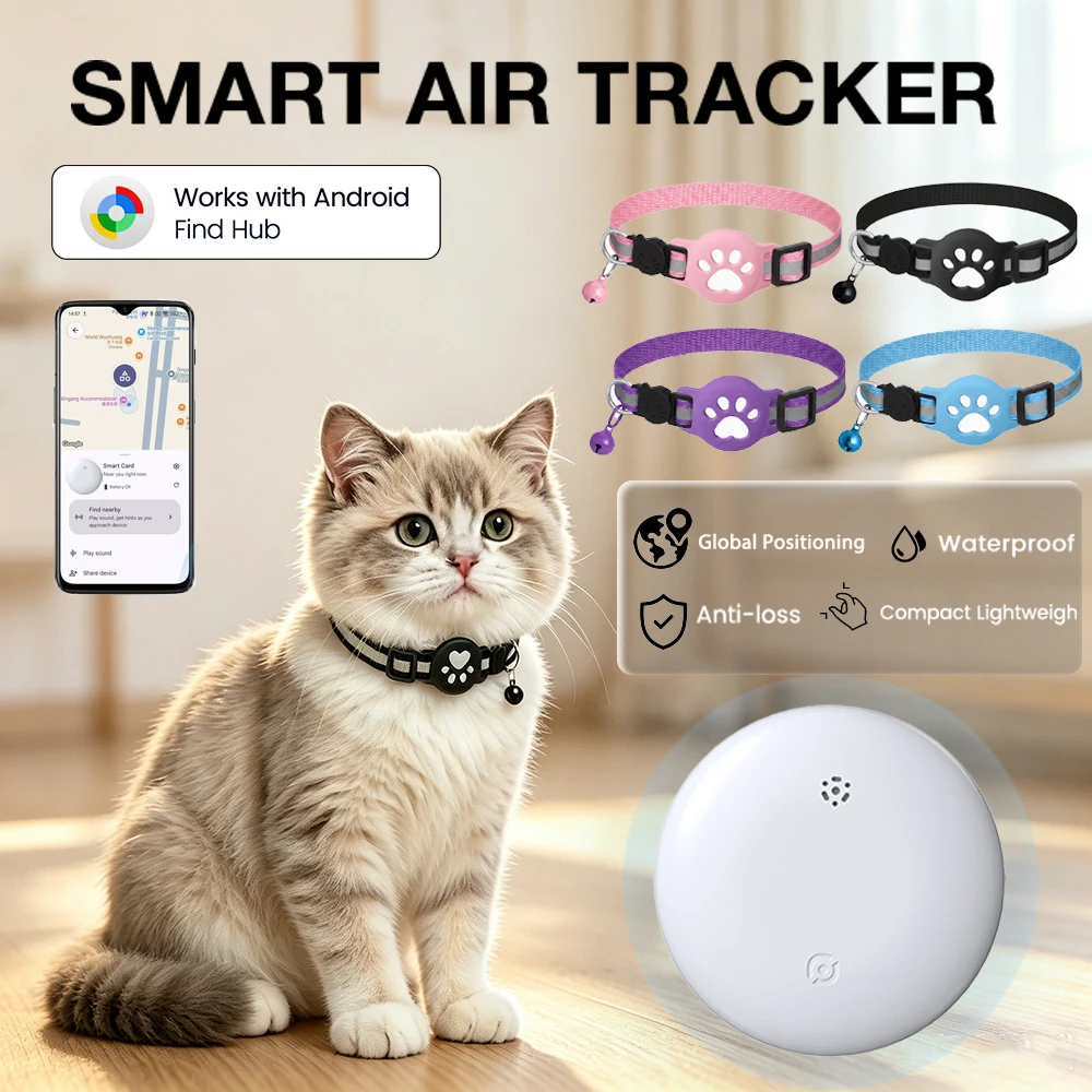 Cat Collar Smart Tracker Tag for Google Find Hub Waterproof Bluetooth GPS Location Tag Adjustable 1005012284559776