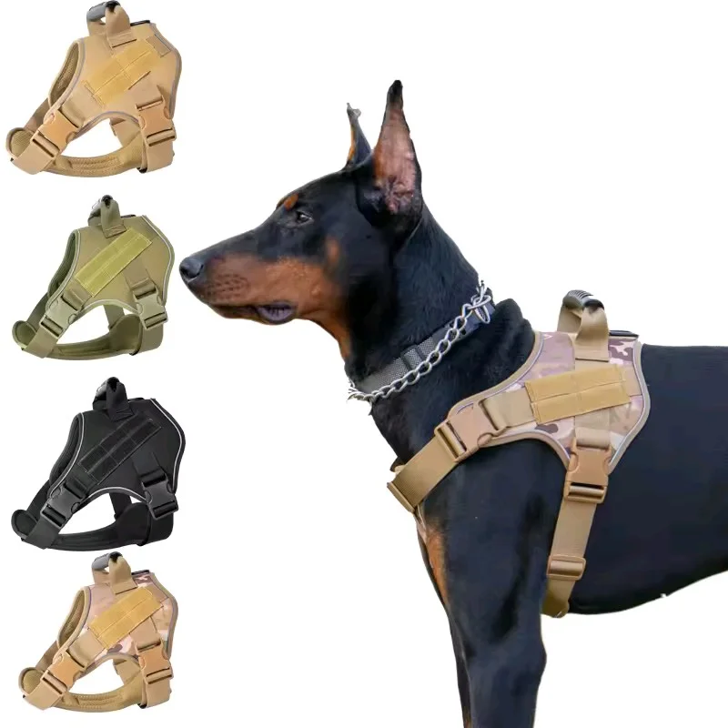 Heavy Duty Tactical Dog Harness for Large Dogs No Pull Adjustable Pet Harness Reflective Service 1005012285776786