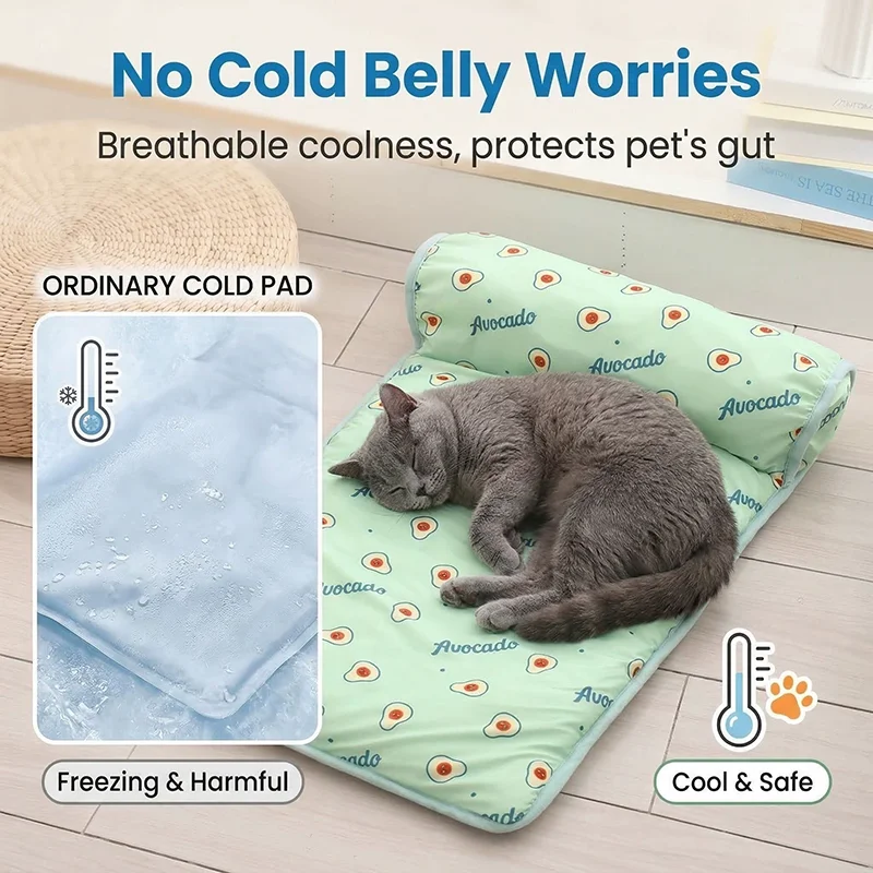 Summer Pet Ice Pad Cooling Mat Breathable Ice Silk Cushion Non Slip Washable Heat Dissipation 1005012318217479