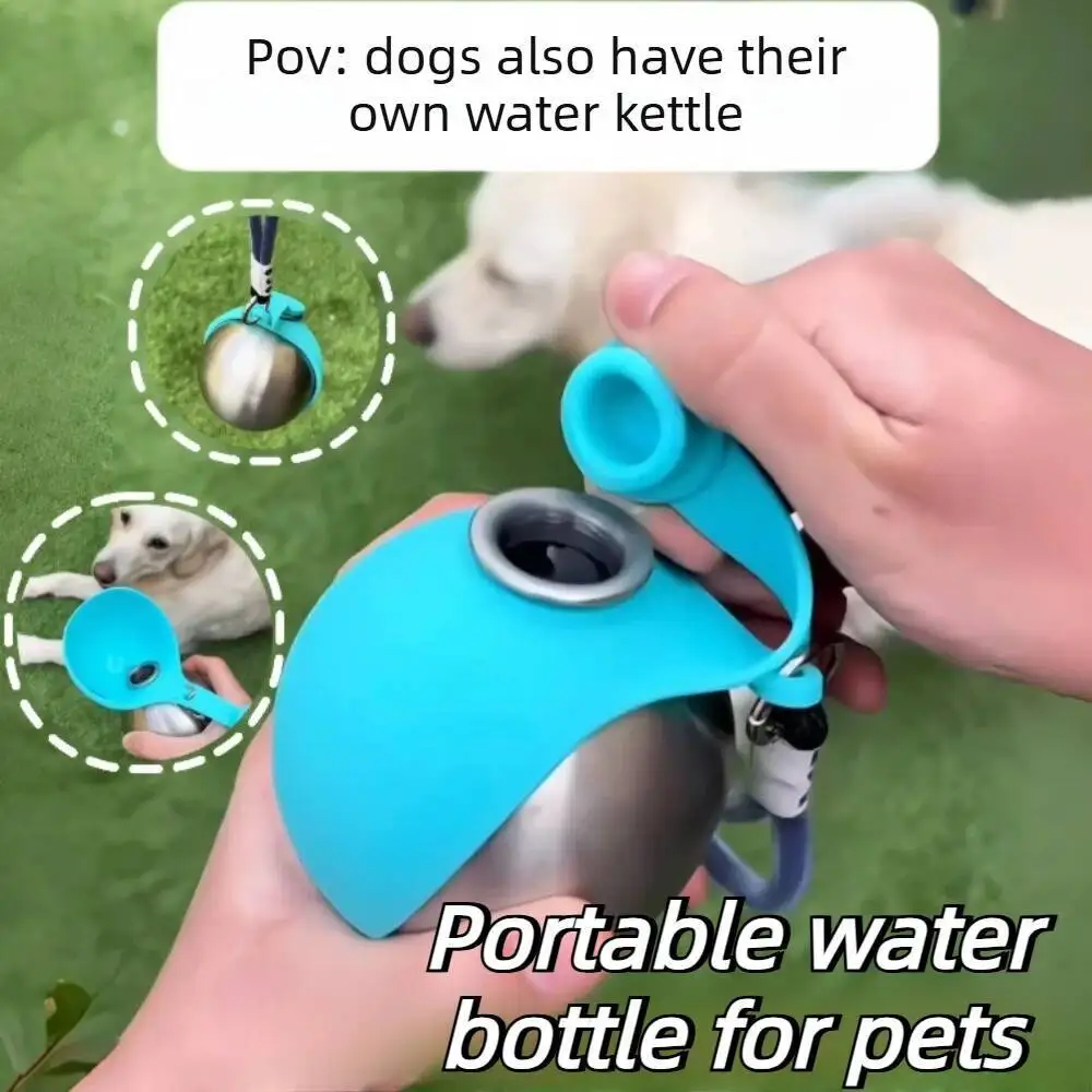 Dog Water Bottle with Removable Silicone Bowl, 285ml Stainless Steel Construction 1005012320358040