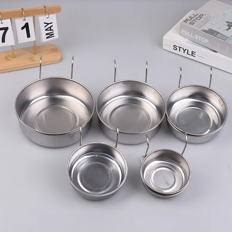 New Crate Dog Cat Bowl Stainless Steel Hanging Pet Cage Bowl Food Water Feeder Coop Cup for Cat 1005012324772052