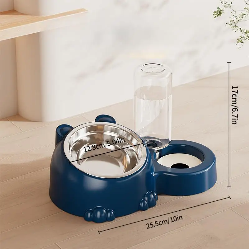 Pet Bowl 2-In-1 Auto Water Feeder, Tilted Elevated Cat Dog Bowl for Food & Water 1005012341485274