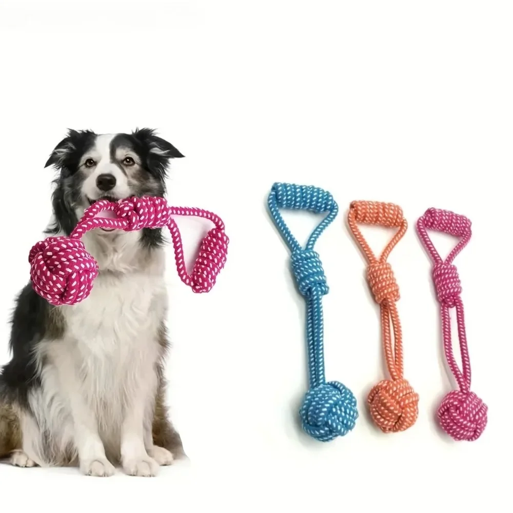 Heavy Duty Knotted Rope Dog Toy with Tennis Ball Interactive Tug Fetch Chew Game Toy For (1PCS) 1005012350941253