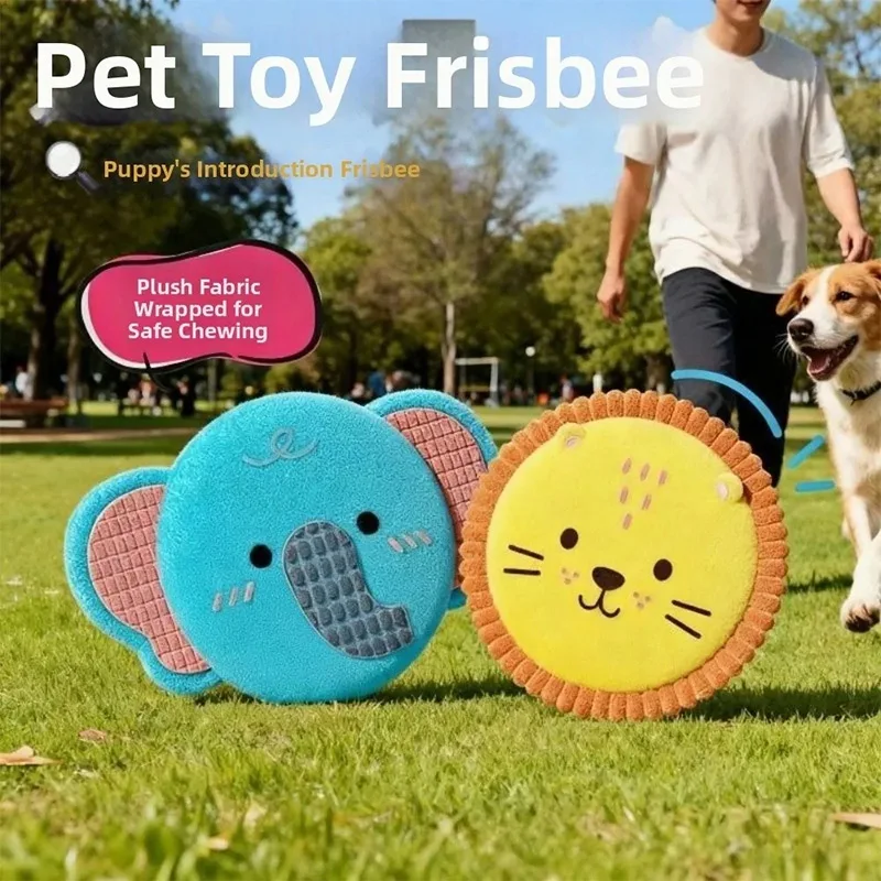 Soft Dog Plush Frisbee Soft and Bite Resistant Without Damaging Gums Pet Interactive Sound Toy 1005012354241824