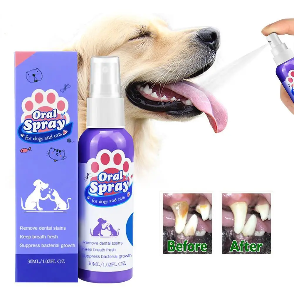 Pet Tooth Cleaning Spray to Remove Tooth Stains Bad Breath Fresh Breath Pet Cat and Dog Oral Care 1005012356142211