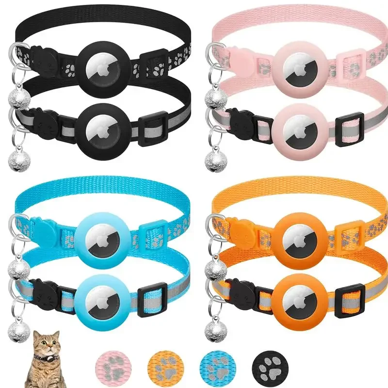 Cat Collar Compatible with Apple Airtag with Bell Adjustable Safety Buckle Reflective GPS Collar 1005012362561985