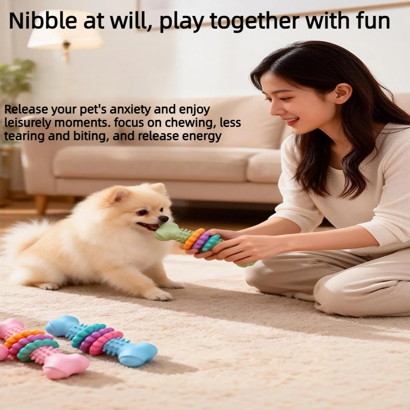 Dog Toy Bone-Shaped Chew Resistant Teething Self-Entertainment Boredom-Relief Gadget 1005012375312630