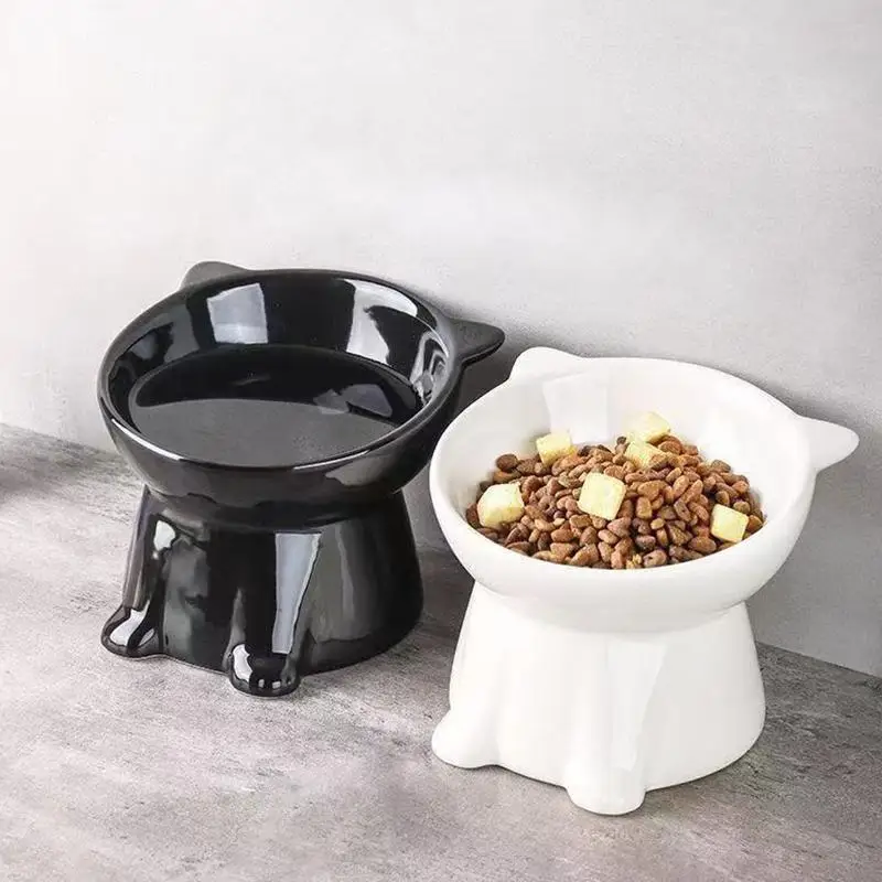 Elevated Slanted Anti Tip Cat Bowl Neck Protection Dual Purpose Pet Food Water Feeder Large 1005012375797624