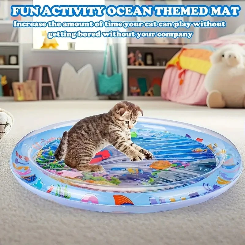 Cat Playing Water Mat Sensory Play for Pvc Ocean Fish Crawling Induction Interactive Toy 1005012382066885