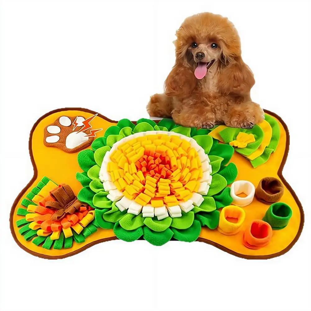 Dog Snuffle Mat Bone Shaped Pet Nosework Training Blanket Flower Design Slow Food Feeding Pad 1005012400459288