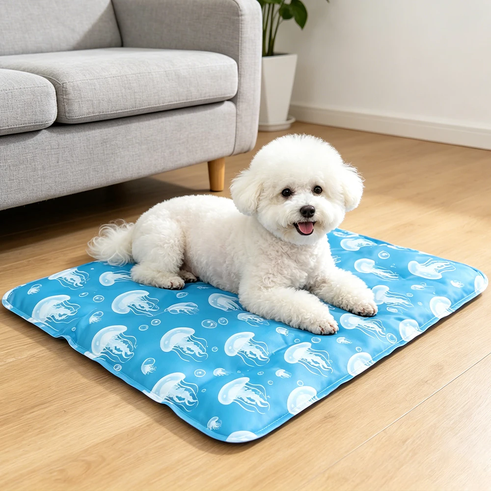 Pet Cooling Mat for Dogs Cats, Jellyfish Print Summer Cooling Pad (1pc) 1005012401095700