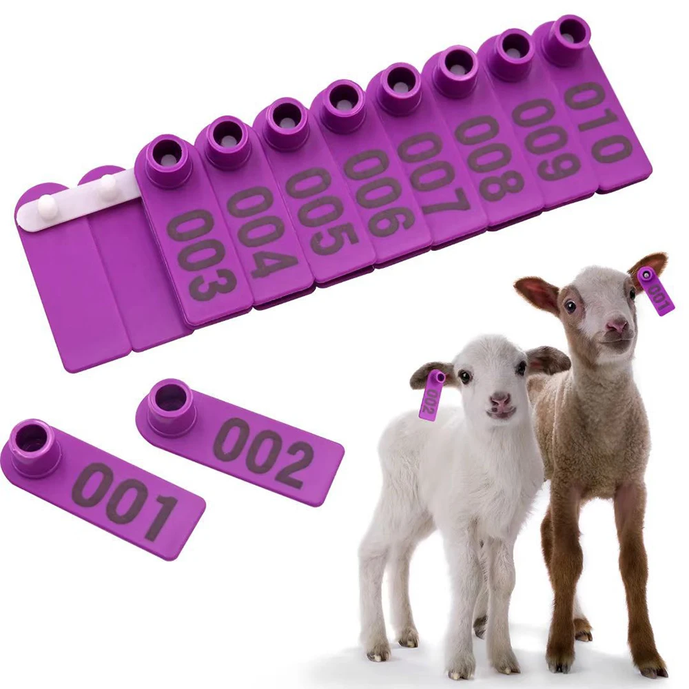 100 Number Plastic Livestock Ear Tag, Farm Animal ID Tags in Yellow Green Orange for Cattle, Sheep 1005012409302759