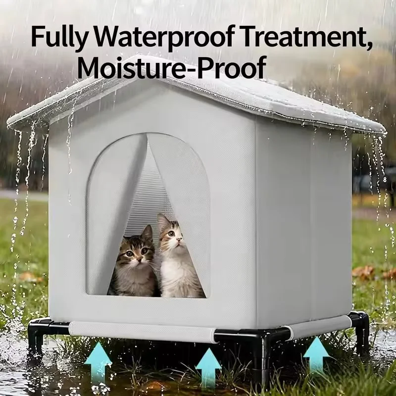 Windproof Waterproof Pet House Raised Base All Season Summer Cool Winter Warm for Cats Small Dogs 1005012411040627