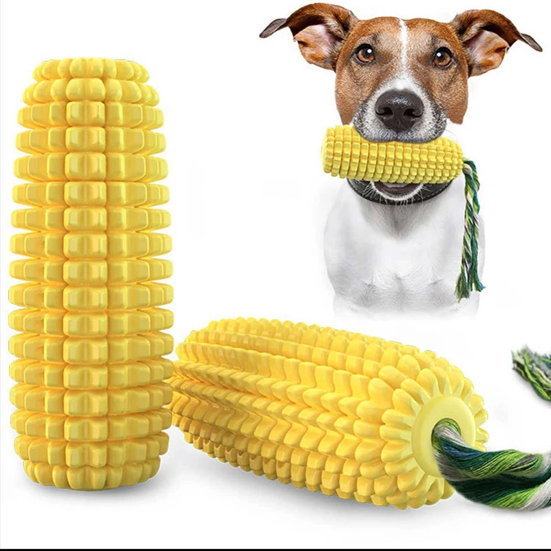 Simulated Squeaky Corn Dog Toy Durable Chew Stick Teeth Grinding Dental Cleaning Interactive Pet 1005012416851577