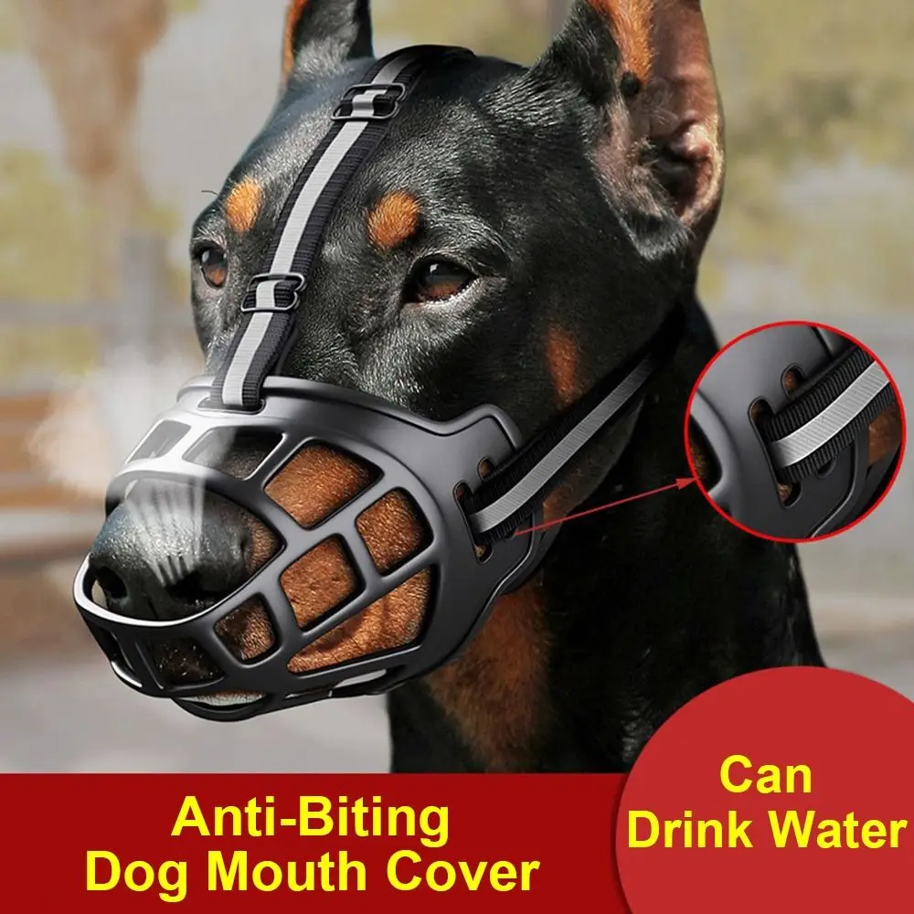 Fashion Anti-Biting Adjustable Dog Muzzle with Reflective Strip Breathable Pet Muzzle Plastic Can 1005012423043944