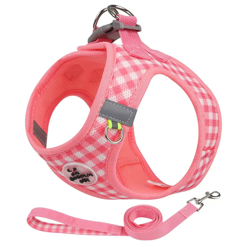 Checkered Pet Harness Cat Leash Small Dog Harness Kitten Outdoor Breathable Reflective Cat Chest 1005012426883194