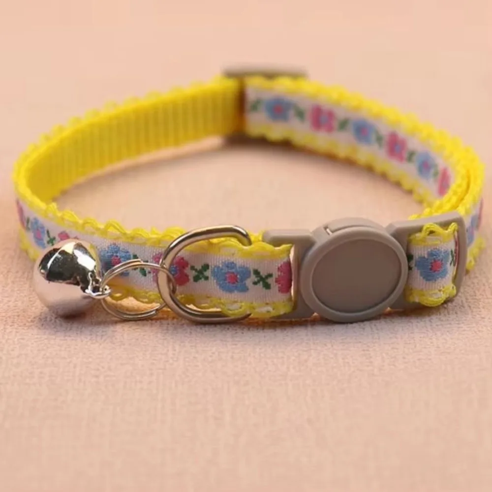 Exquisite Floral Embroidered Cat Collars Durable Cute Lace Collar Pet Collars with Bell Adjustable 1005012429914446