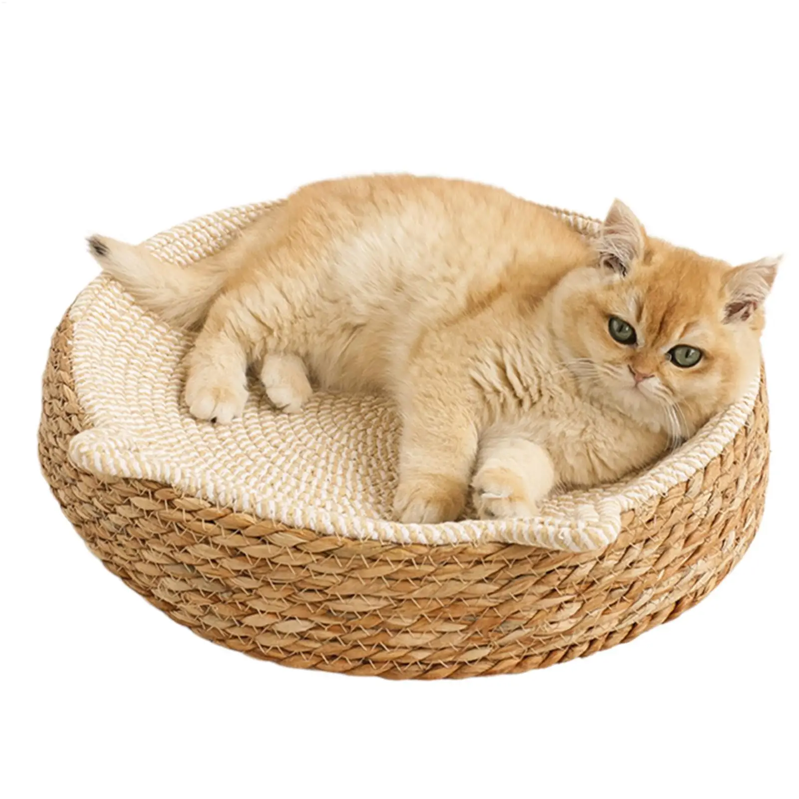 Cat Scratch Bowl Breathable Woven Nest Kitten Ear Design Cotton Rope Cat Bed for Play Exercise 1005012434205069