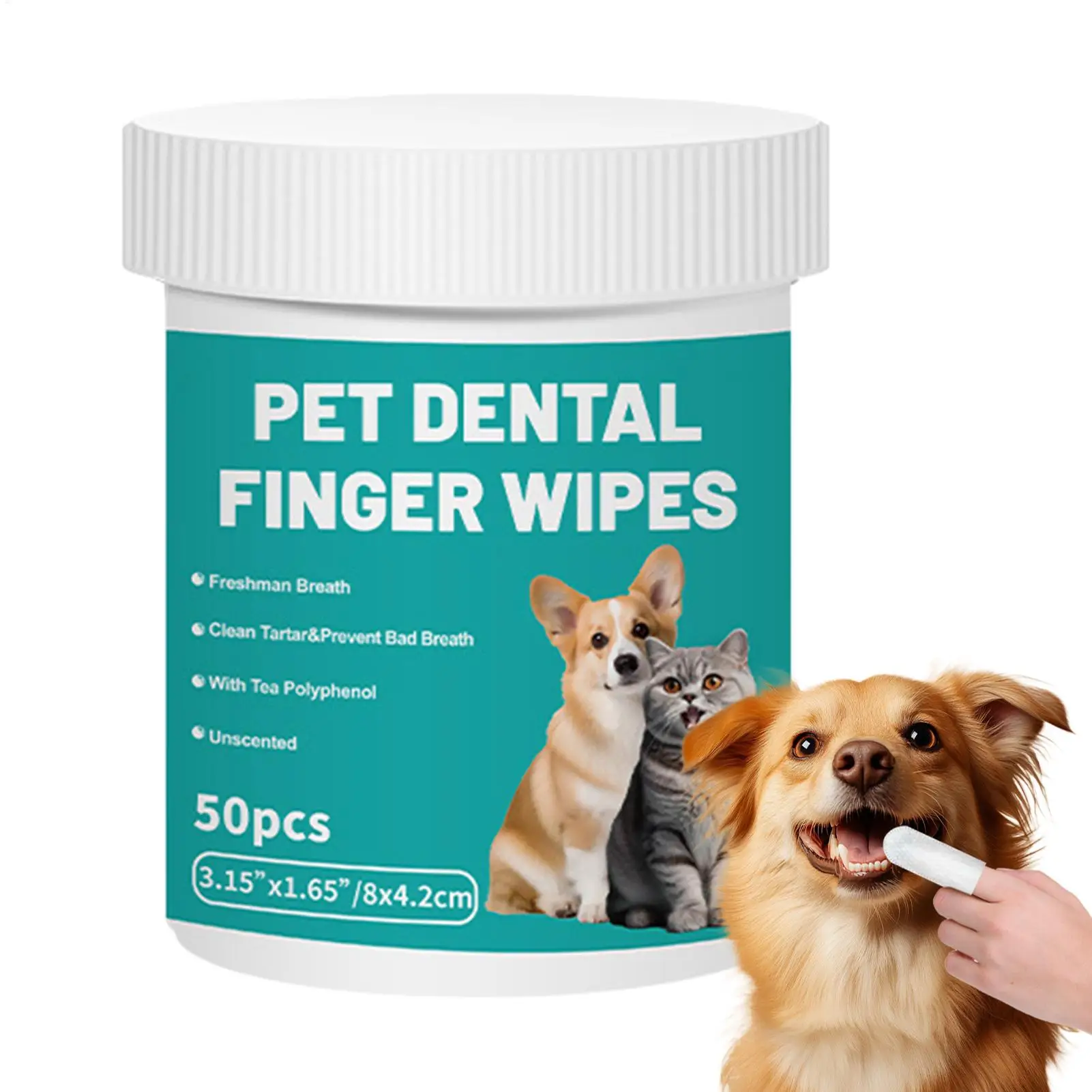 Pet Teeth Cleaning Wipes 50pcs Dental Finger Wipes Disposable Gentle Pads Bad Breath 1005012436770443
