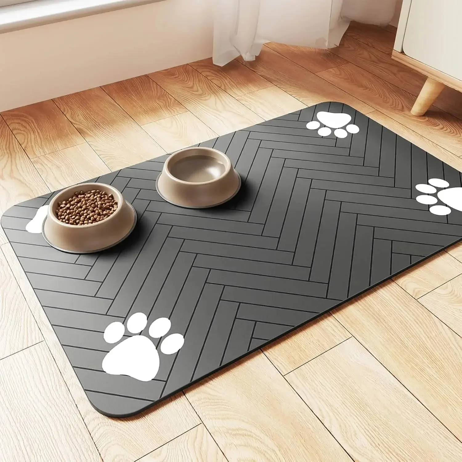Pet Feeding Mat-Absorbent Pet Placemat Rubber Backing Quick Dry Water Mat for Dog Cat for Food 1005012438890979