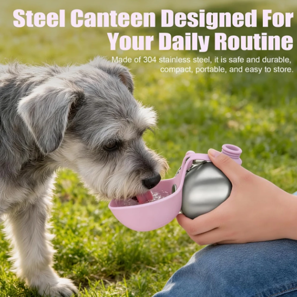 Portable Dog Water Bottle 285ML Stainless Steel-Plastic Silicone Leakproof Compact Dog (2 In-1) 1005012445630967