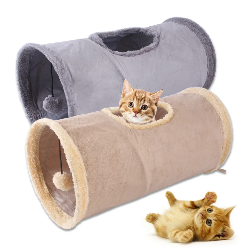 Plush Cat Tunnel Foldable Interactive 2026 Play Tent Collapsible for Cats Dogs Indoor Outdoor Pet 1005012451149790