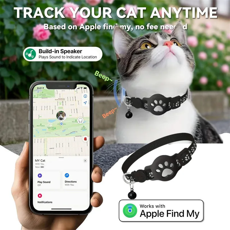 Smart Anti-Lost Cat Collar with Dual System GPS Tracker Adjustable Reflective Dogs Cats Collar 1005012452142750