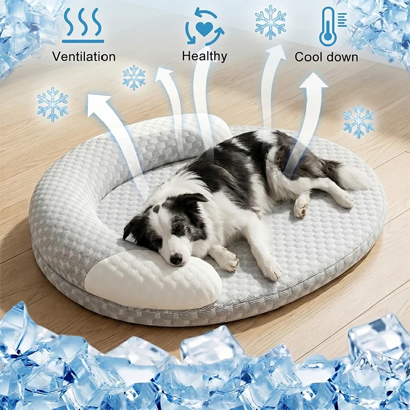 Cooling Dog Bed Summer Ice Silk Cat Mat Oval Pet Nest Breathable Heat Dissipation Cooling Pad 1005012461362221