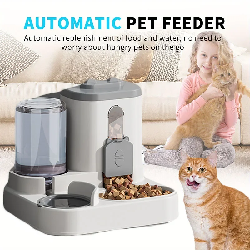 Cat Bowl Automatic Feeder with Spill Proof Design Water Fountain Pet Food Dispenser for Small 1005012469829485