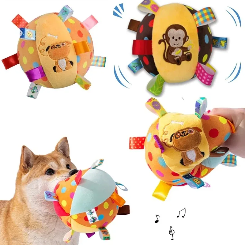 Interactive Ball Dog Toy for Aggressive Chewers Training Decompress Bite Resistant Plush Handle 1005012485357600