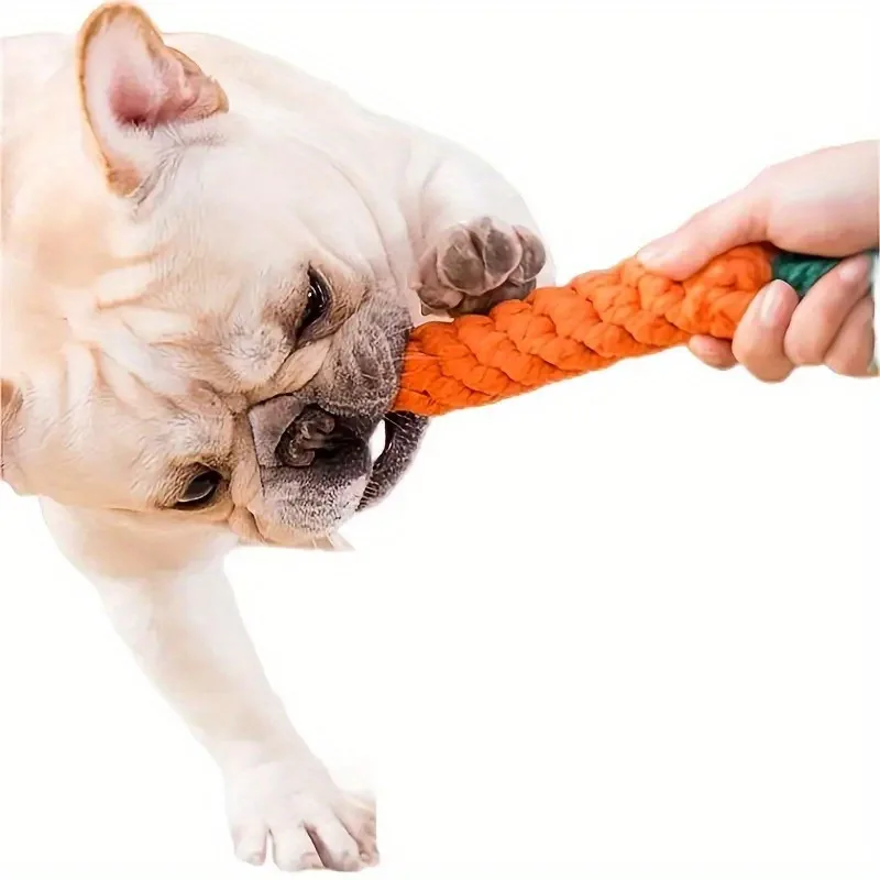 Tear-Resistant Carrot-Shaped Dog Chew Toy, Durable Tug of War Toy with Tassel 1005012489012749