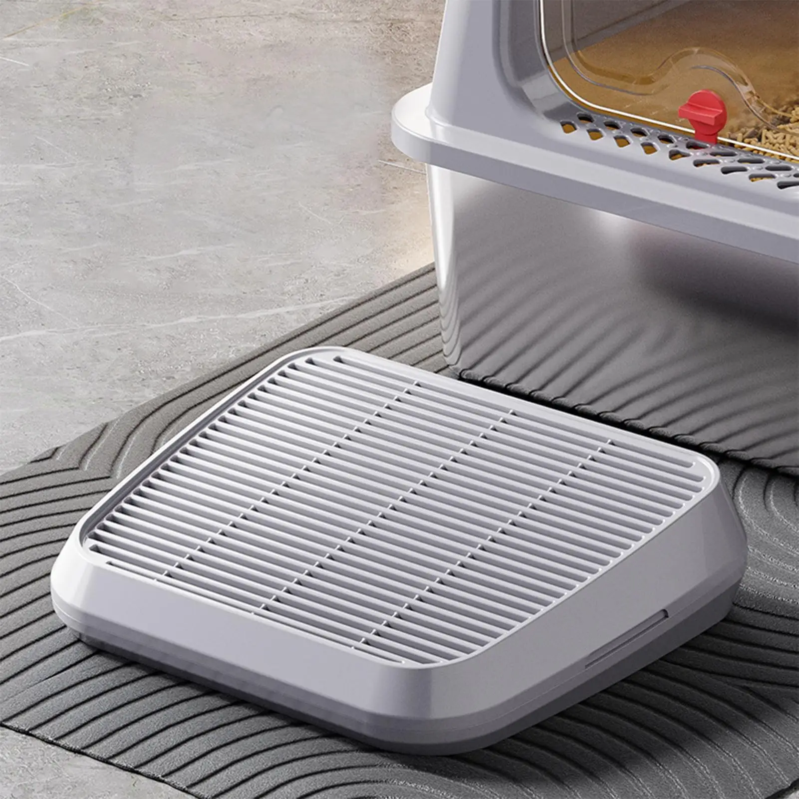 Litter Box Step Cat Litter Catcher Ramp Box Anti Tracking Trapper Tray with Filter Function Non 1005012500473413