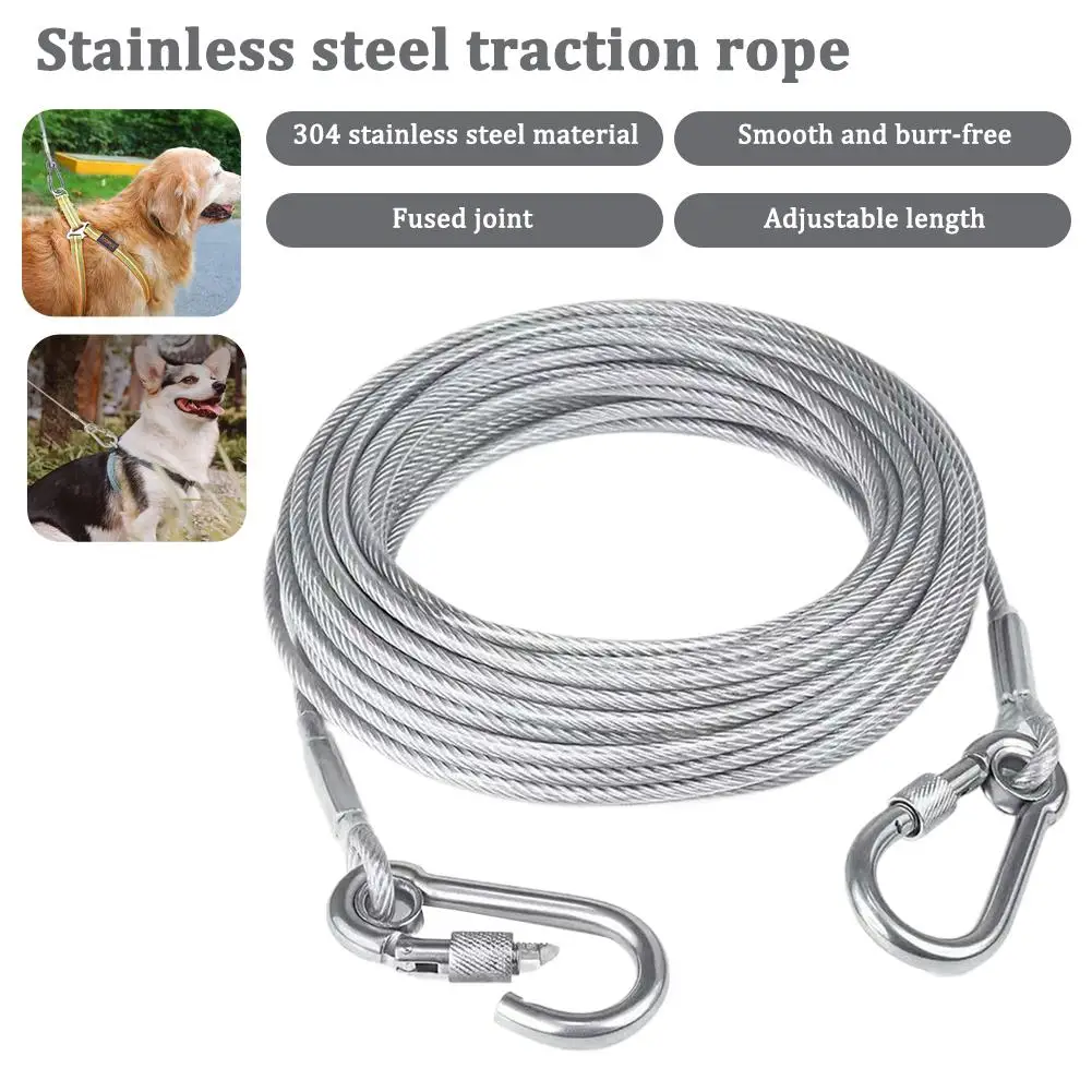 Dog Chains Lead Leash Cable Double-Headed Dog Tie Out Cable Leash for Outside, Yard, Camping 1005012519878638