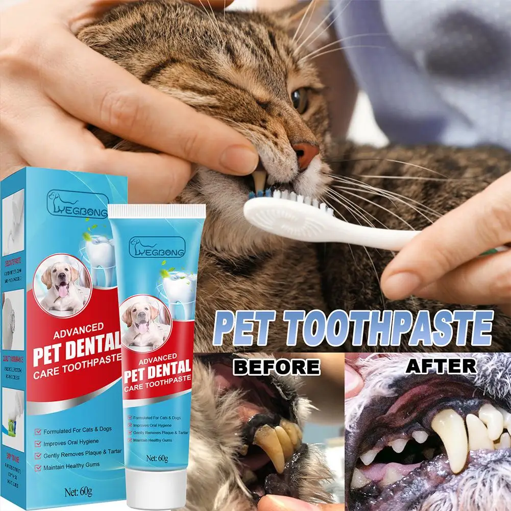 Advanced Pet Dental Edible Toothpaste Cats Dogs Improve Oral Hygiene Remove Plaque Tartar (60g) 1005012521194329