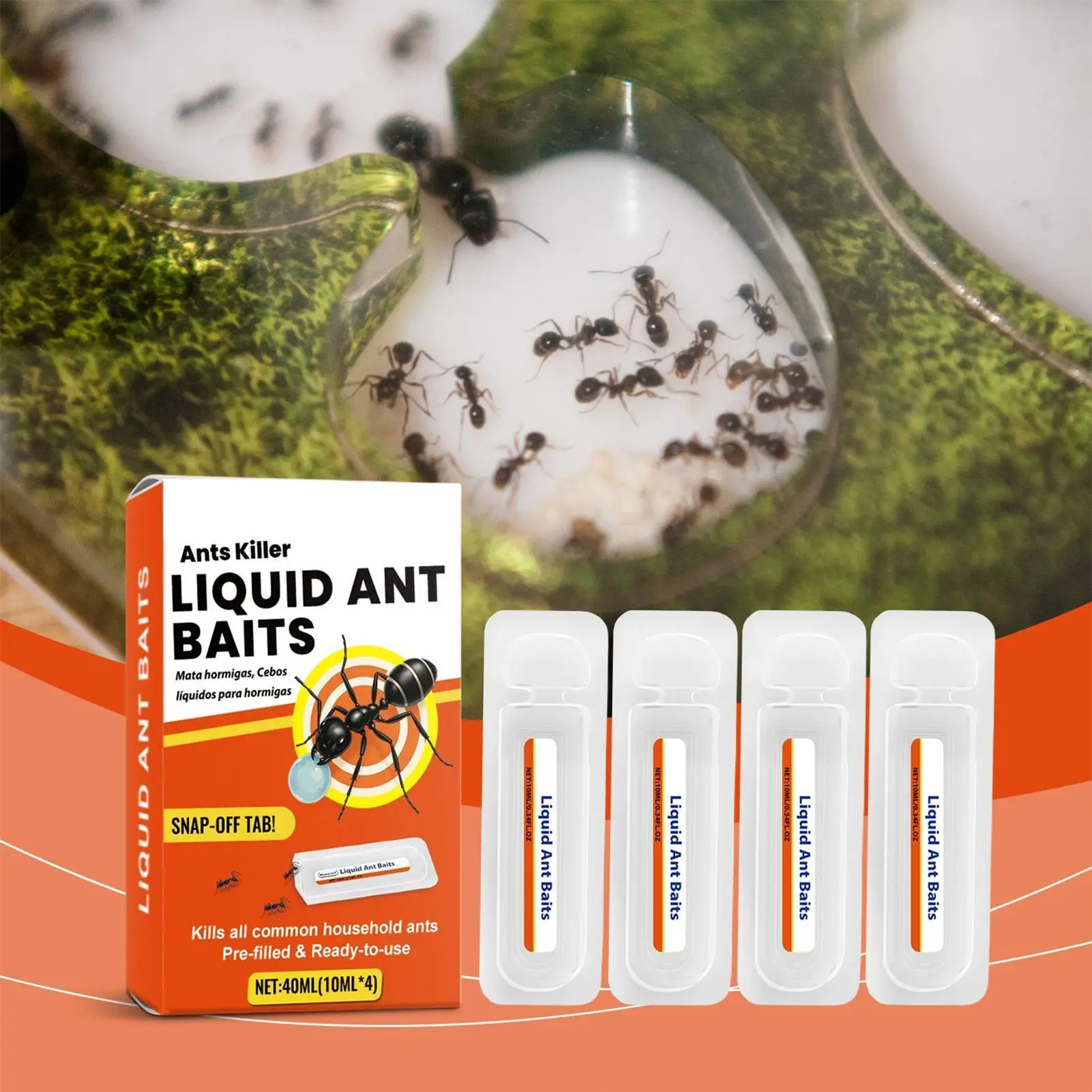 Ant Bait 10ml Pests Killer Control Home Strong Attractive Pet Safe Bait Stations to Reduce And (4pcs) 1005012524555057
