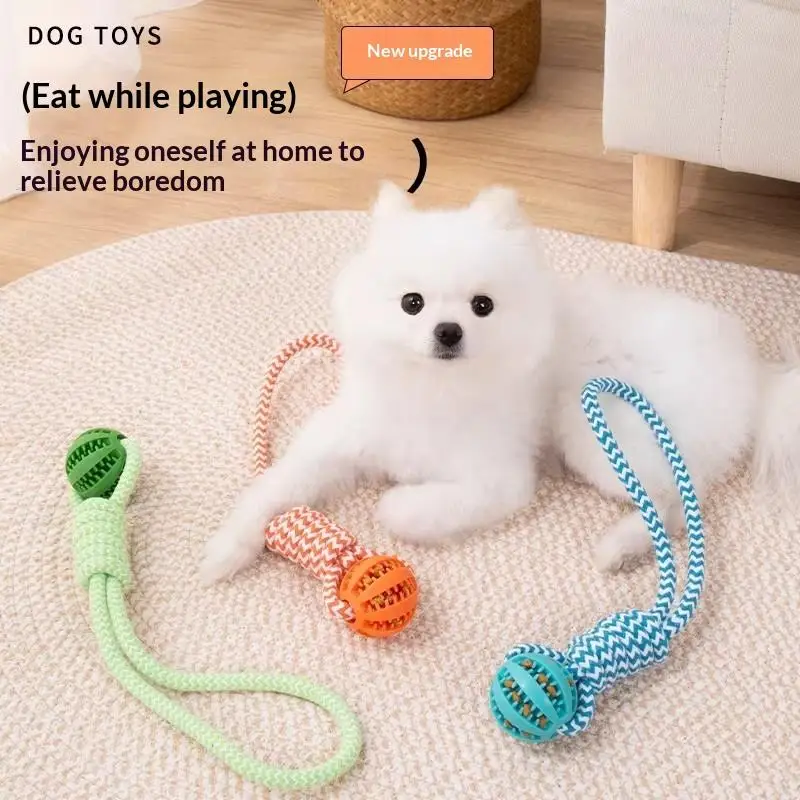 Pet Teeth Cleaning Treat Dispensing Rope Ball Toy, Interactive Tug Rope Chew Toy for Dogs 1005012529682350