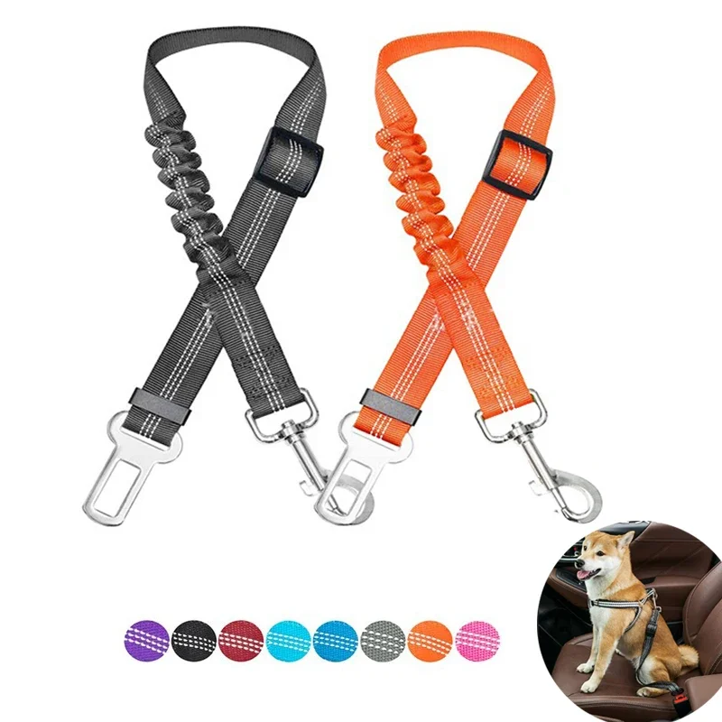 Adjustable Dog Car Seat Belt Harness for Dogs Nylon Reflective Cushioning Elasticity Car Travel Dog 1005012530695211