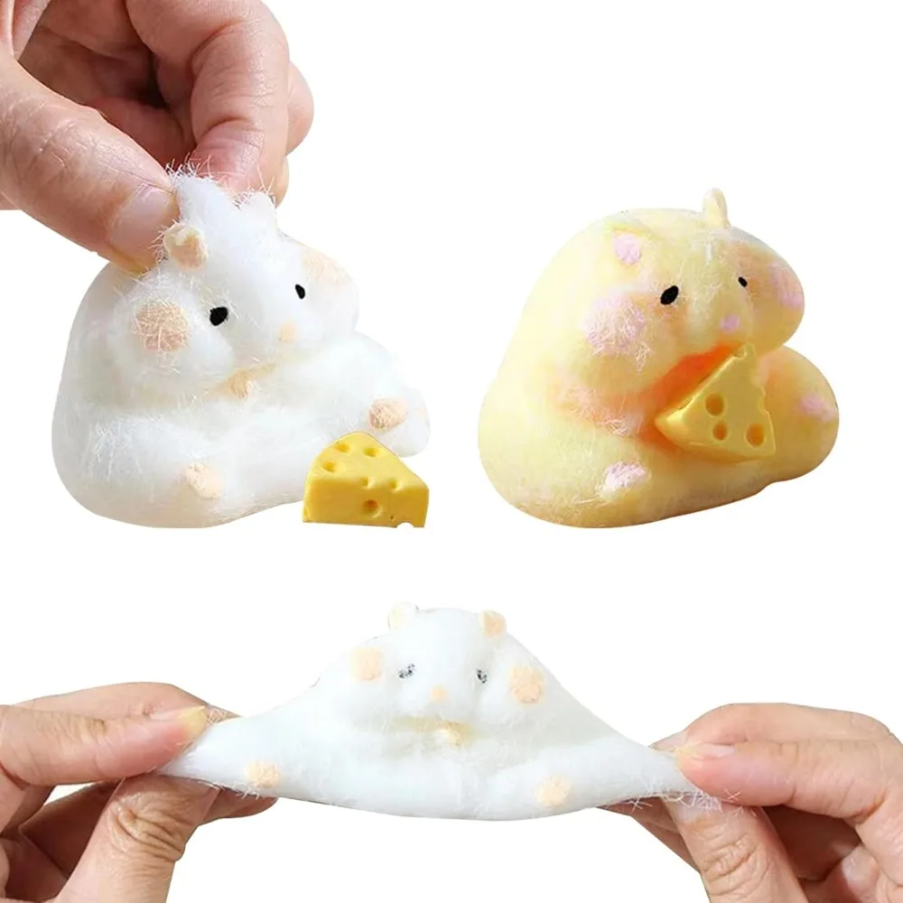 Squishy Hamster Toy with Cheese Cute Desktop Decor Funny Stress Reliever Decompression Fidget Toys 1005012532011085
