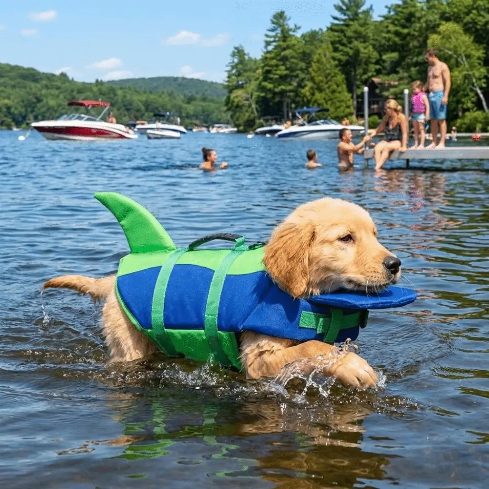Shark Shape Dog Life Vest Superior Buoyancy High Visibility Swimming Suit Adjustable Tear-Resistant 1005012536664529