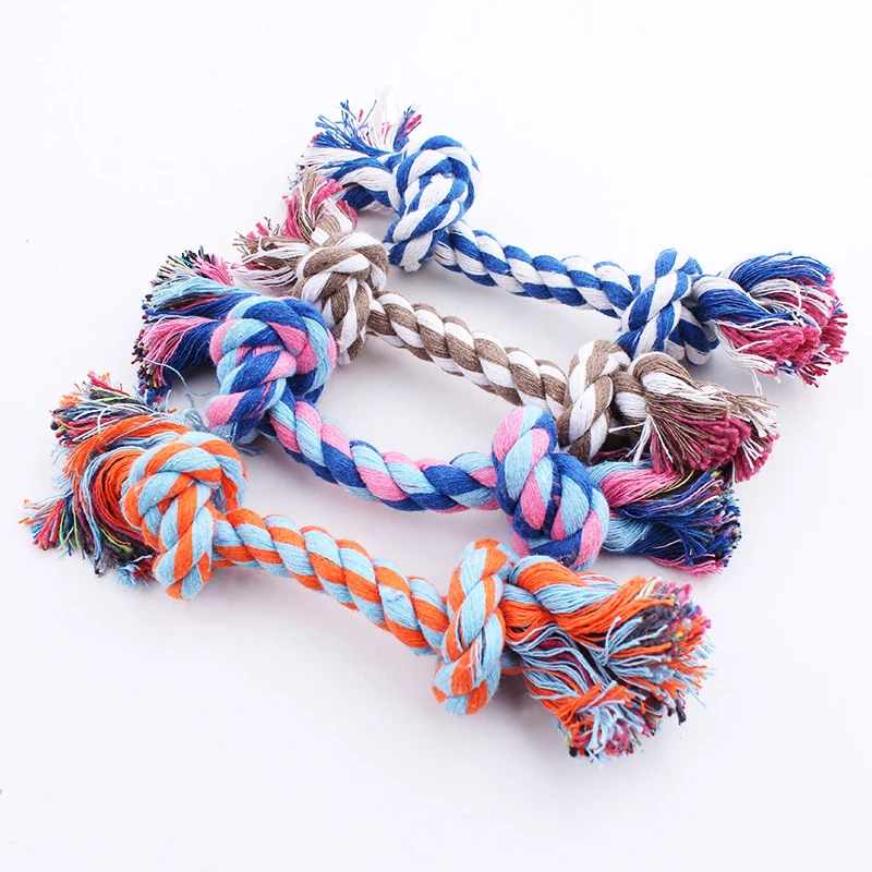 Random Color Pet Dog Toy Bite Rope Double Knot Cotton Rope Funny Cat Resistant and Sharp 1005012547312592