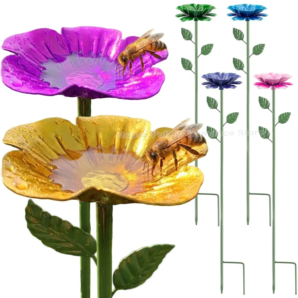 Bee Bird Watering Station Water Feeder for Garden in Flower Shape Metal Butterfly Bath Drinking 1005012554751329