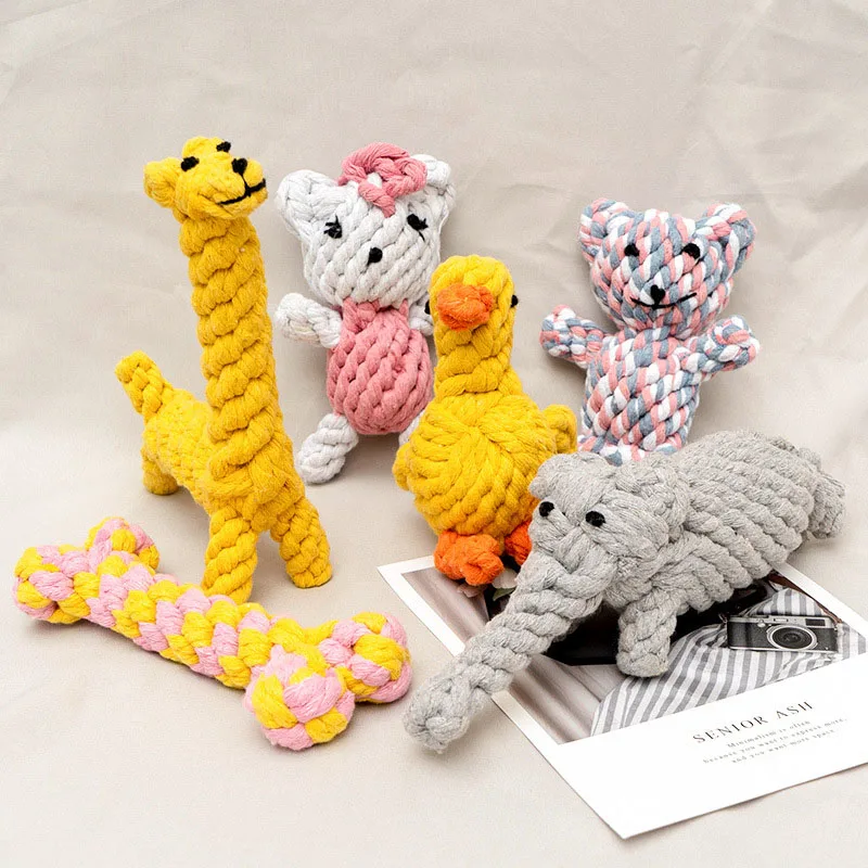 Bite Resistant Pet Dog Chew Toys for Small Dogs Cleaning Teeth Puppy Dog Rope Knot Ball Toy (1pcs) 1005012560512342