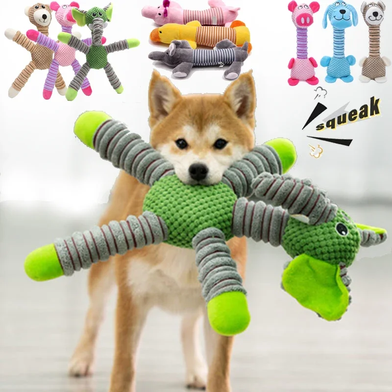 Indestructible Large Dog Sound Squeaky Toys Animals Shape Pet Soft Plush Chew Molar Training Toy 1005012561055013