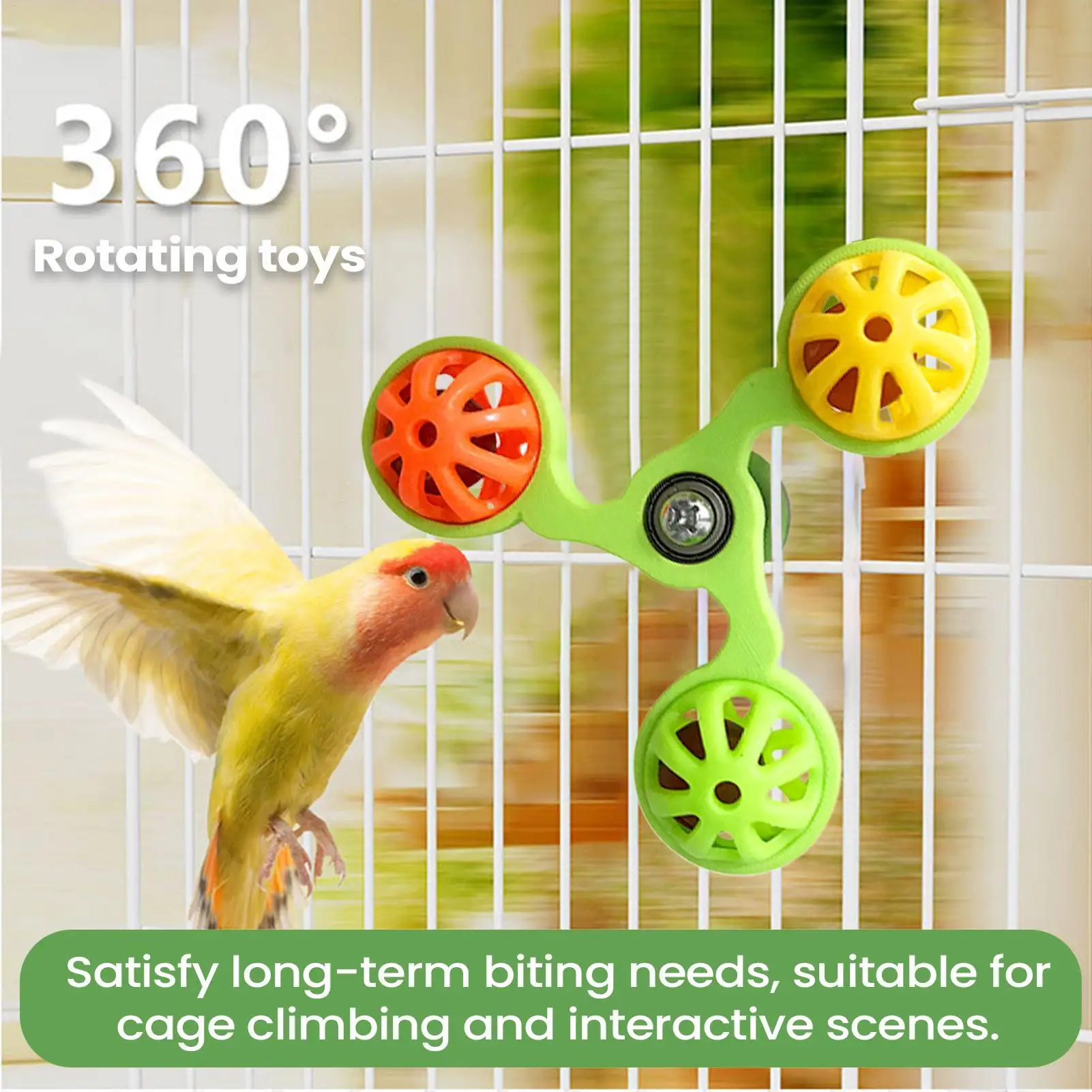 Bird Toys Fun Rotating Windmill with 3 Bells Bird Cage Toys for Parakeet Conure Cockatiel Lovebird 1005012585078878