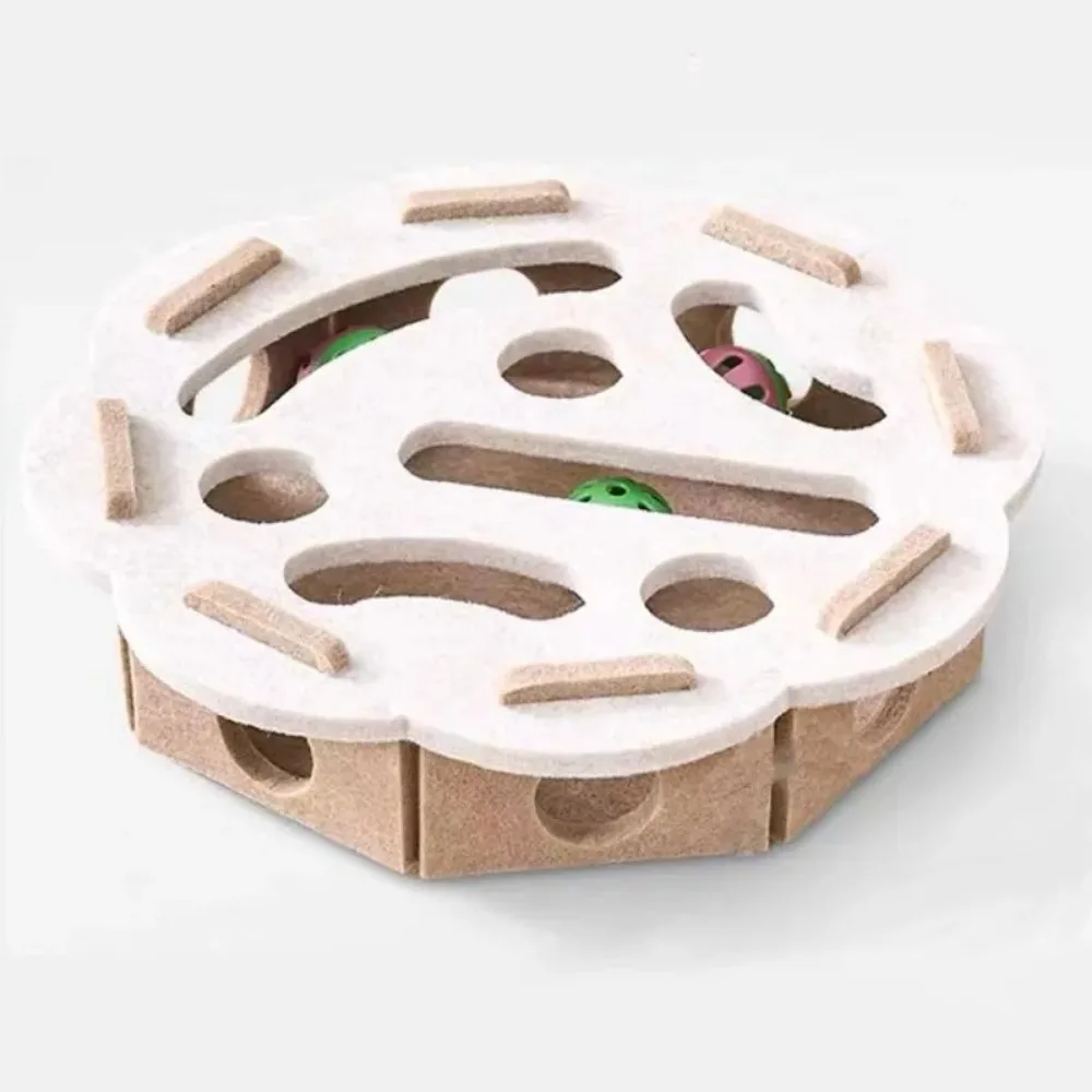 Cat Toy Box with 3 Balls Felt Puzzle Feeder Maze for Cats Educational Slow Feeder Toy Indoor Cat 1005012603260038
